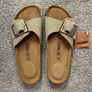 Beige Slide Sandals